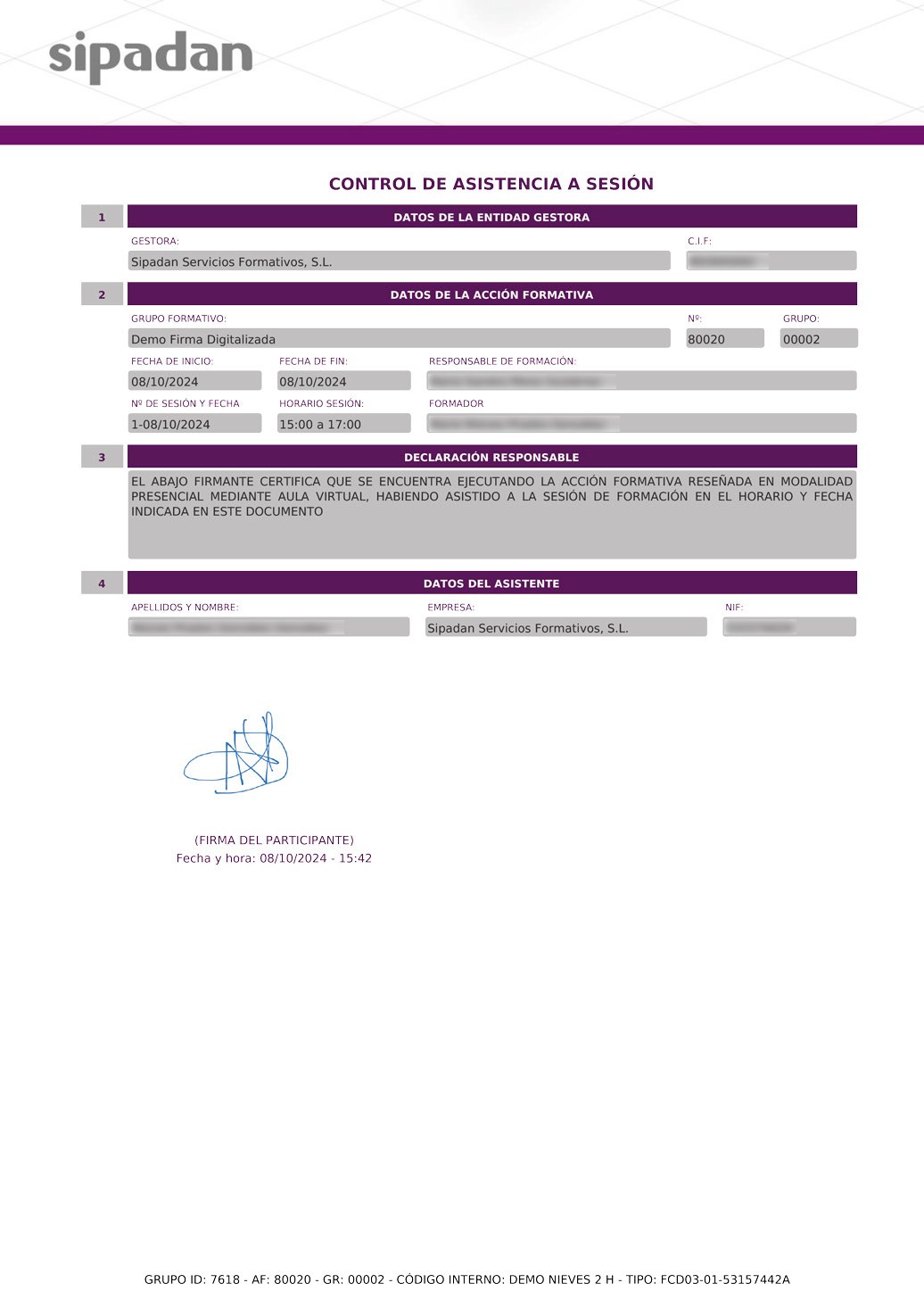 Control de asistencia