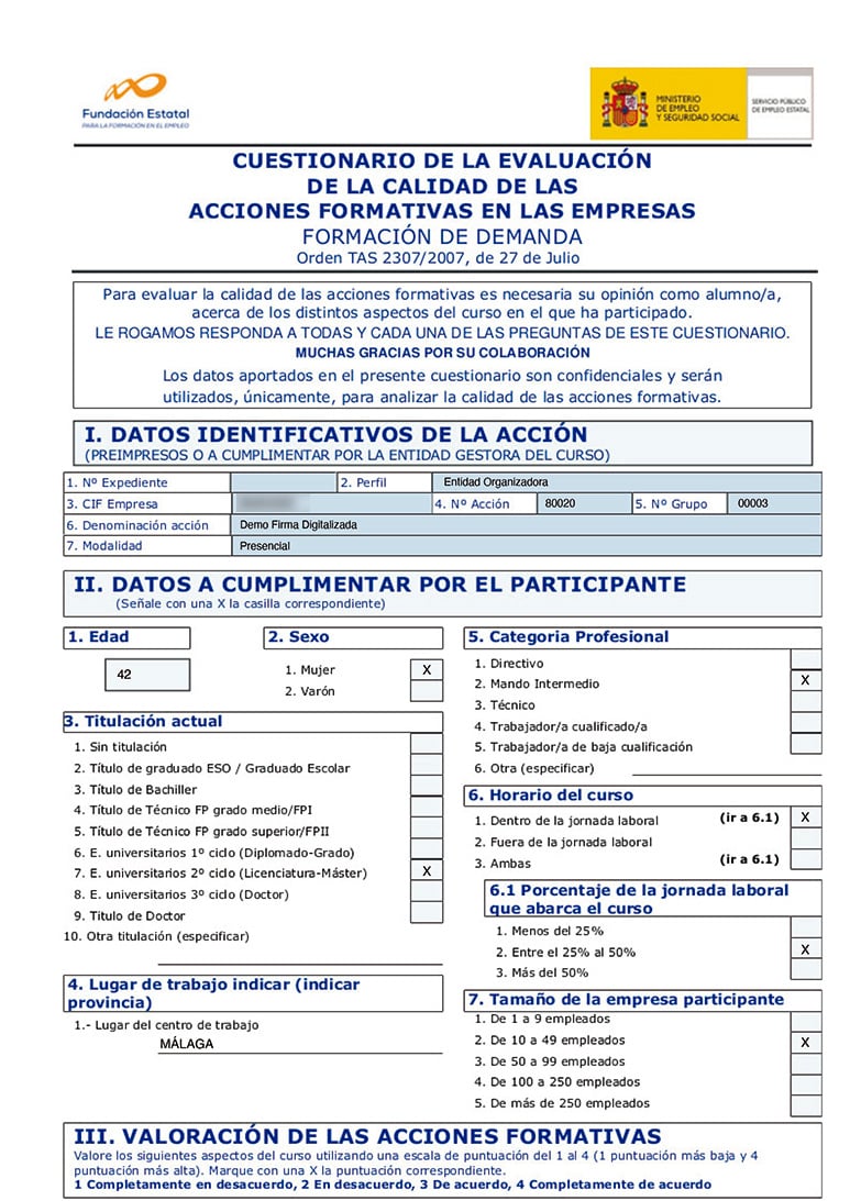 Cuestionario de Evaluación de la calidad